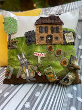 Load image into Gallery viewer, Hand Stitched Folk Art Pillow 20"x20" Wool Fabric Applique' by Tammy Tuckness Sedin