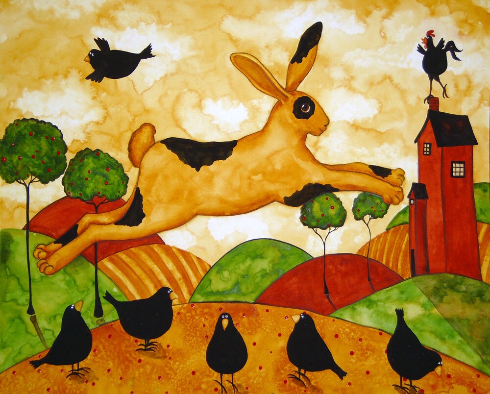 Bunny Rabbit  Debi Hubbs garden farm country garden blackbirds crows rooster