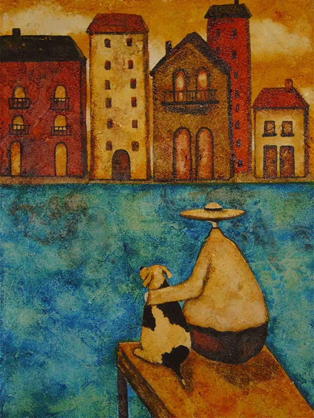 Morning by Debi Hubbs seaside ocean Italian seashore dog pets